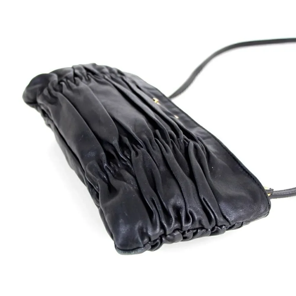 Michael Kors SOFT BLACK GENUINE LEATHER SMALL X-BODY SHOULDER BAG CLUTCH PURSE